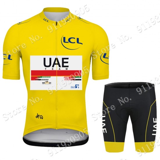 Gelb UAE Emirates Tour De France 2021 Fahrradbekleidung Radteamtrikot Kurzarm+Kurz Radhose Kaufen 767 HS7iz
