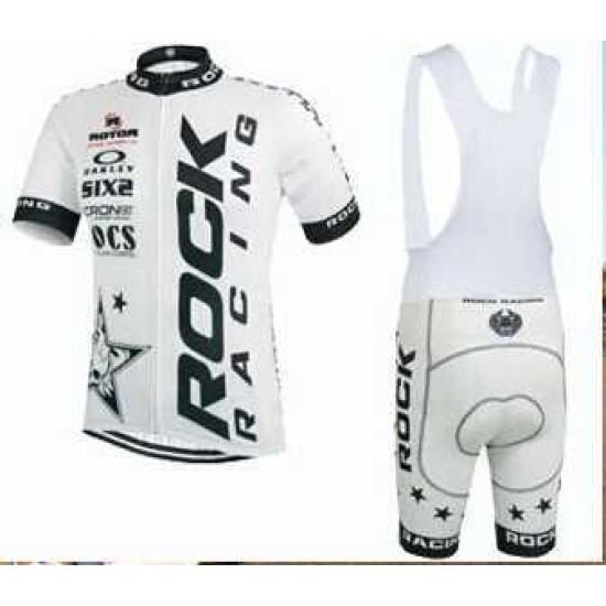 2015 Rock Racing weiß Fahrradbekleidung Radteamtrikot Kurzarm+Kurz Radhose Kaufen KXKW9
