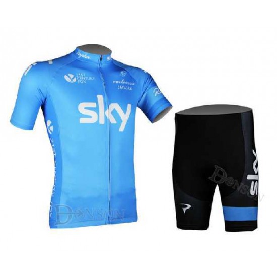 Teams Sky 2014 Radbekleidung Radtrikot Kurzarm und Fahrradhosen Kurz blau FX7EB