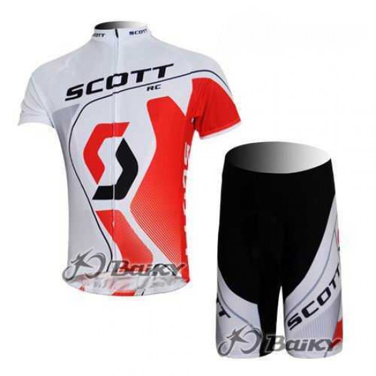 Scott Racing Teams Radbekleidung Radtrikot Kurzarm und Fahrradhosen Kurz weiß Rot QY8U0