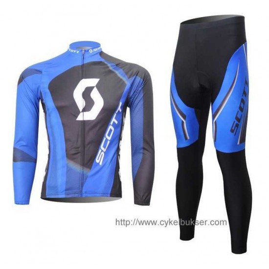 SCOTT RC Pro Fahrradbekleidung Radtrikot Satz Langarm und Lange Radhose blau Schwarz 8Z8UW