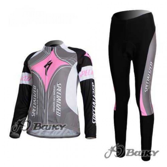 Specialized Pro Team S-Works Fahrradbekleidung Radtrikot Langarm+Lang Trägerhose roze grigio dame 87W95