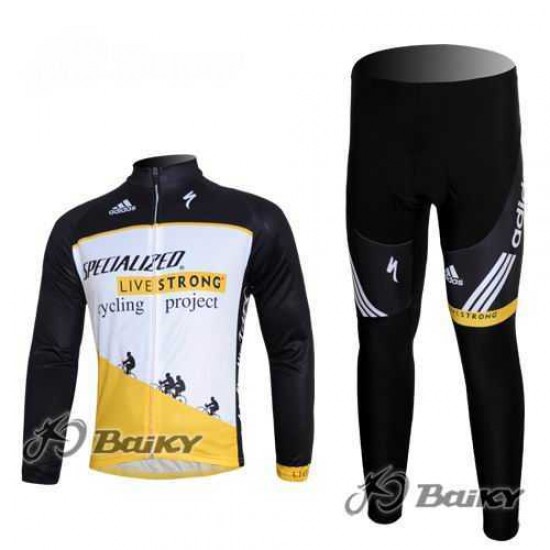 Specialized Livestrong Fahrradtrikot Radbekleidung Langarm+Lang Fahrradhose weiß Schwarz gelb DLXYI