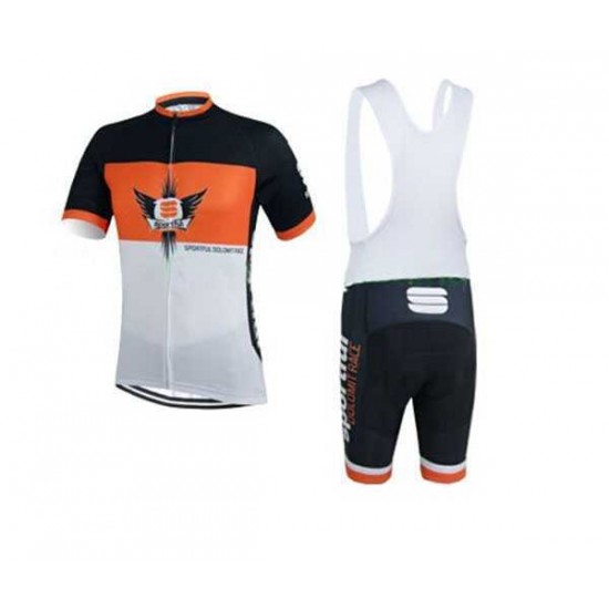 2015 Sportful weiß Schwarz orange Fahrradbekleidung Radteamtrikot Kurzarm+Kurz Radhose Kaufen 27FZQ