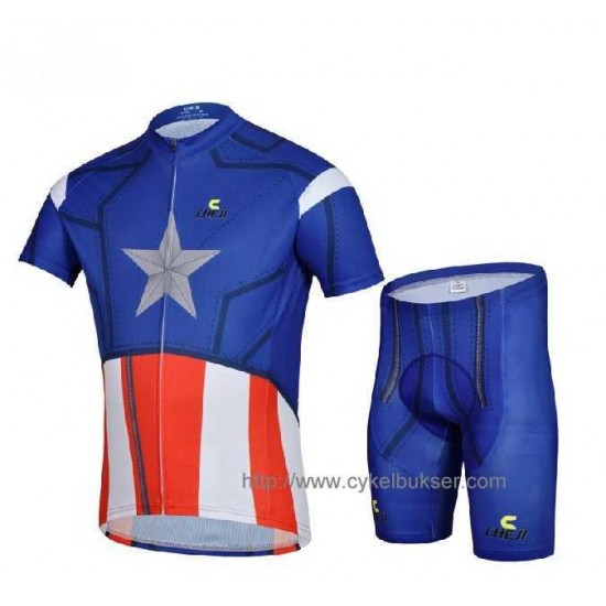 Captain America Radbekleidung Radtrikot Kurzarm und Fahrradhosen Kurz LH0RV