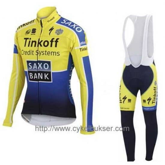 Teams Saxo Tinkoff 2014 Fahrradbekleidung Radtrikot Langarm+Lang Trägerhose JN9Q4