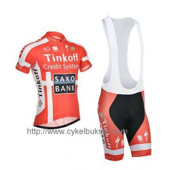 Teams Saxo Tinkoff 2014 Fahrradbekleidung Radteamtrikot Kurzarm+Kurz Radhose Kaufen Rot IOO4H