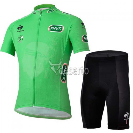 Tour de France grün Radbekleidung Radtrikot Kurzarm und Fahrradhosen Kurz 0OLTI