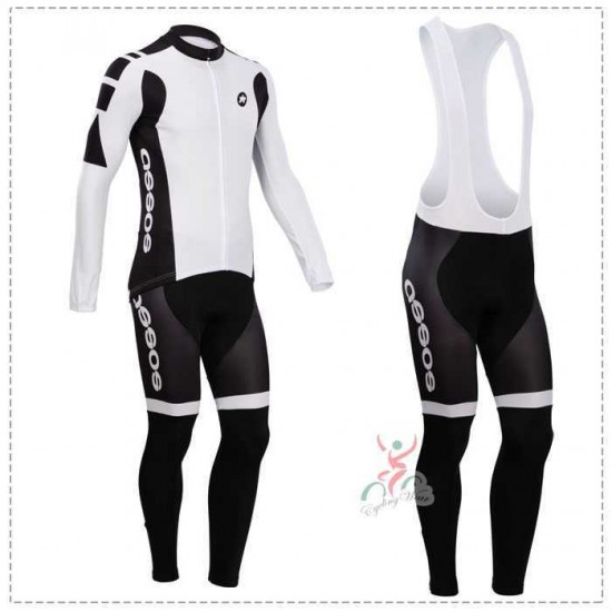 Assos 2014Fahrradbekleidung Set Langarmtrikot+Lange Trägerhose Schwarz weiß GKZ3V