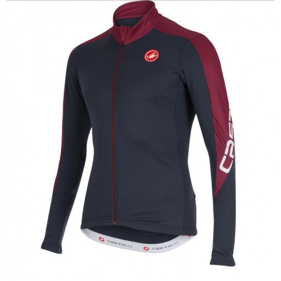 2016 Castelli Klassiek Thermo Fahrradbekleidung Radtrikot Langarmen Schwarz Rot 5G12M