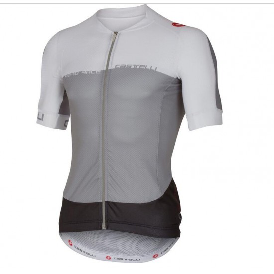 2016 Castelli Aero Fahrradbekleidung Radtrikot weiß Grijs C87Q0