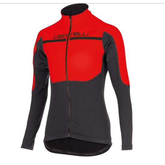 2016 Castelli Secondo Strato Fahrradbekleidung Radtrikot Langarmen Rot Schwarz AOWJU