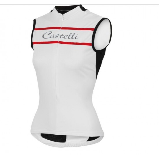 2016 Castelli vrouwen Promessa Wielershirts mouwloos weiß 3X4L5