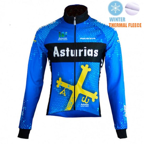 Winter Fleece Asturias Pro Team 2021 Fahrradtrikot Radsport cEVL67