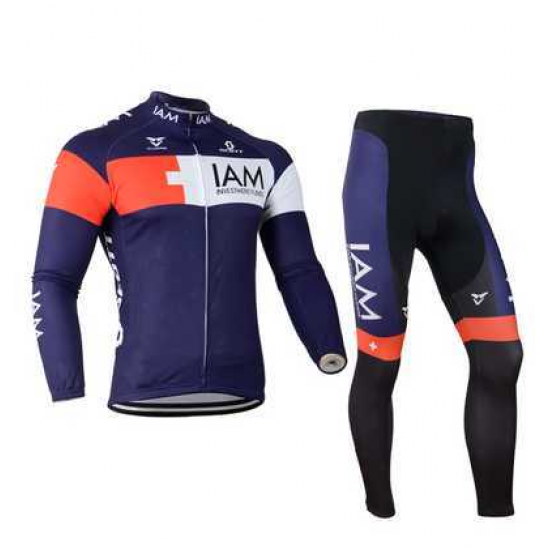 2014 IAM Scott Fahrradbekleidung Set Langarmtrikot+Lange Radhose blau 9ZQPV