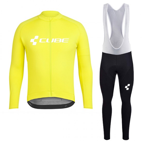 2018 Cube gelb Fahrradbekleidung Set Langarmtrikot+Lange Trägerhose IQJRE