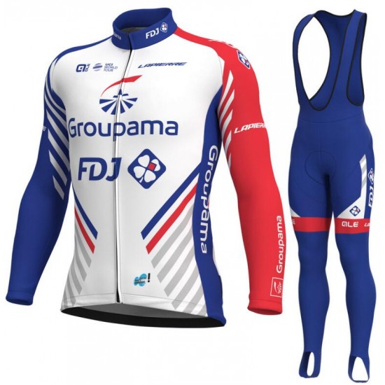 Groupama Fdj 2018 Fahrradbekleidung Set Langarmtrikot+Lange Trägerhose HKPZ7