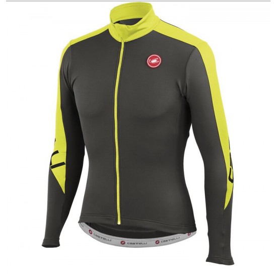 2016 Castelli Klassiek Thermo Fahrradbekleidung Radtrikot Langarmen Schwarz gelb T84LD