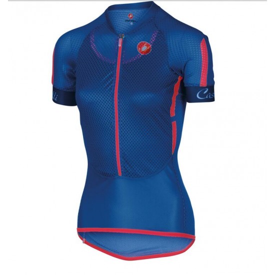 2016 Castelli vrouwen Anima Fahrradbekleidung Radtrikot blau Rot JS6LX