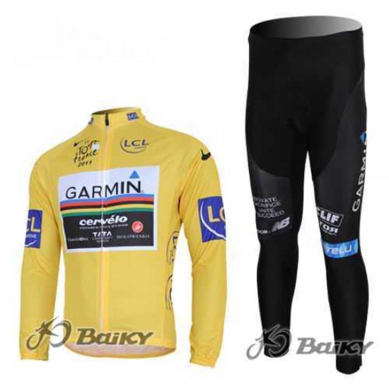 Garmin Cervelo Pro Team Fahrradbekleidung Set Langarmtrikot+Lange Radhose gelb M6Y5I