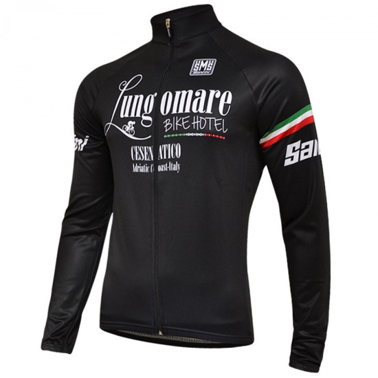 Santini Lungomare-Schwarz 2018 Fahrradbekleidung Radtrikot Langarmen OFN9L