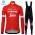 Trek Segafredo 2018 Rot thermaal Fahrradbekleidung Set Langarmtrikot+Lange Trägerhose LN09U