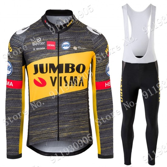 Jumbo Visma Tour De France 2021 Fahrradbekleidung Radtrikot Satz Langarm Und Lange Radhose 382 ZGULe