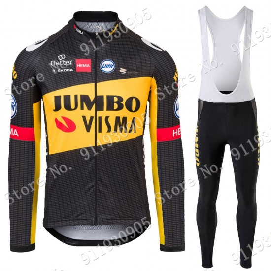Jumbo Visma Tour De France 2021 Fahrradbekleidung Radtrikot Satz Langarm Und Lange Radhose 422 mVHWU