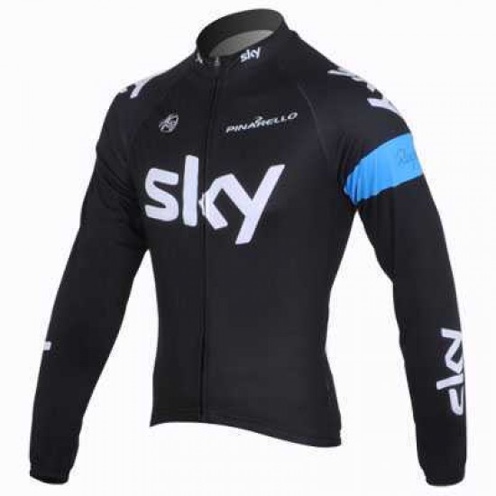 2013 Teams Sky Fahrradbekleidung Radtrikot Langarmen Schwarz blau NO4O1