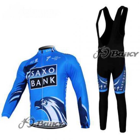 Saxo Bank Sungard Pro Team Fahrradbekleidung Set Langarmtrikot+Lange Trägerhose blau Schwarz ZXZSJ